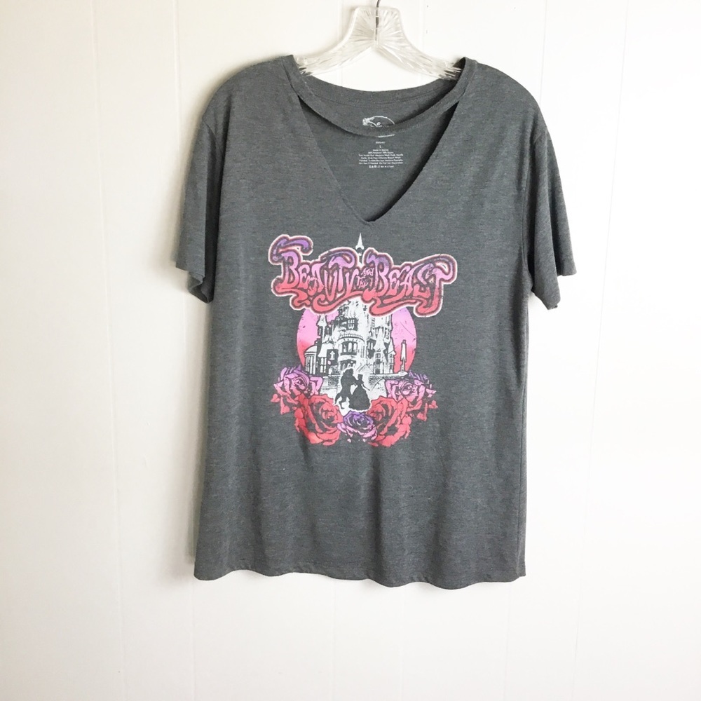 Disney Beauty And The Beast Gray Top Shirt Size L